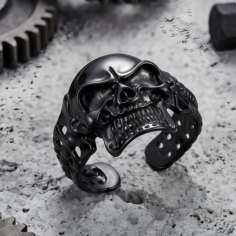 Men's Big Skull Energy Spine Adjustable Cuff Bracelet - image 6