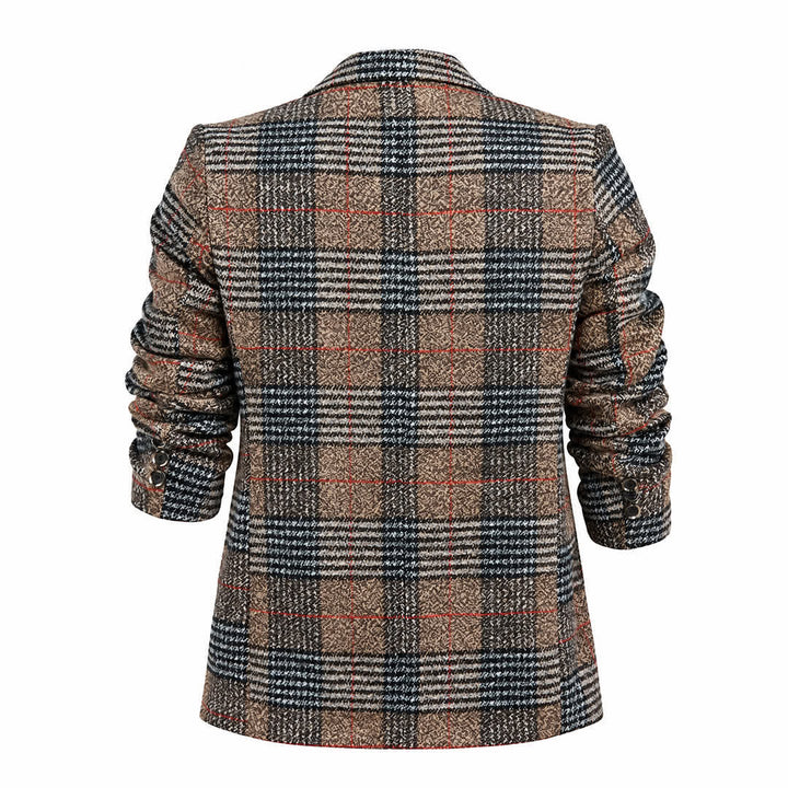 Men's Khaki Plaid Business Casual Checked Suit Coat - image 10