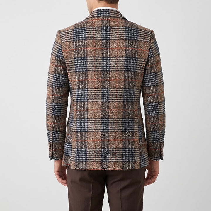 Men's Khaki Plaid Business Casual Checked Suit Coat - image 2