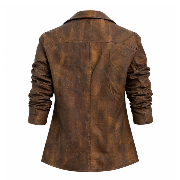 Men's Distressed Motorcycle Casual PU Leather Lapel Coat - image 12
