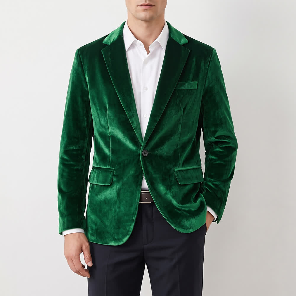 Men's Gentleman Velvet Formal Wedding Prom Suit Coat - image 1