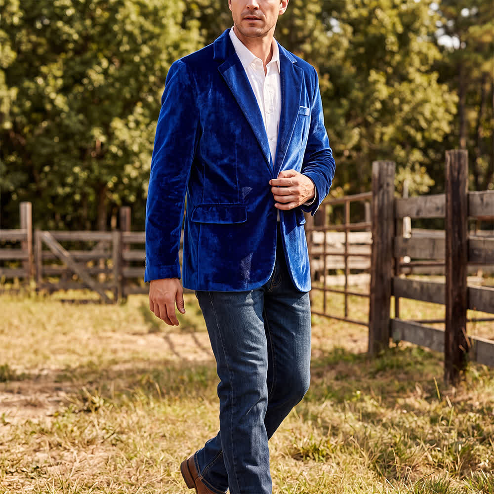 Men's Gentleman Velvet Formal Wedding Prom Suit Coat - image 4