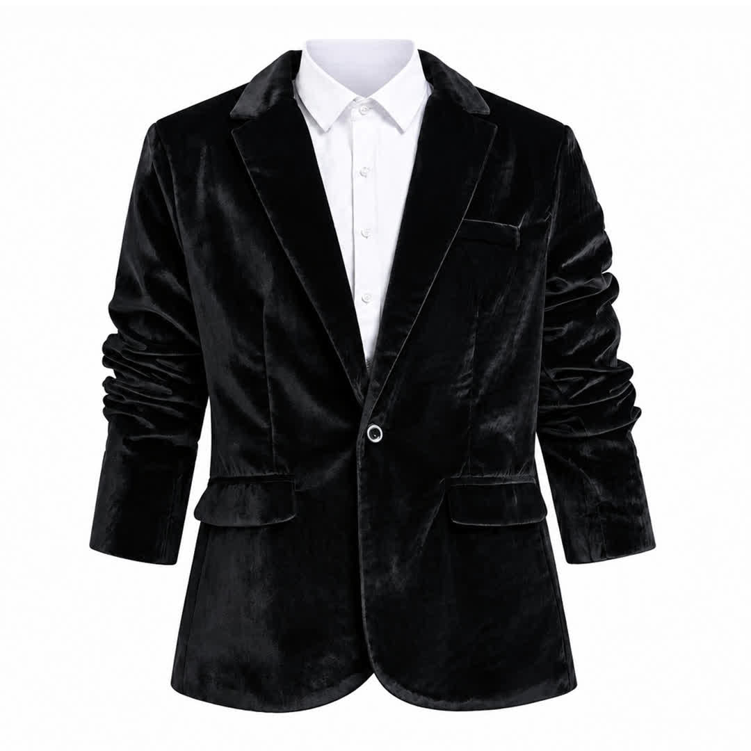 Men's Gentleman Velvet Formal Wedding Prom Suit Coat - image 20