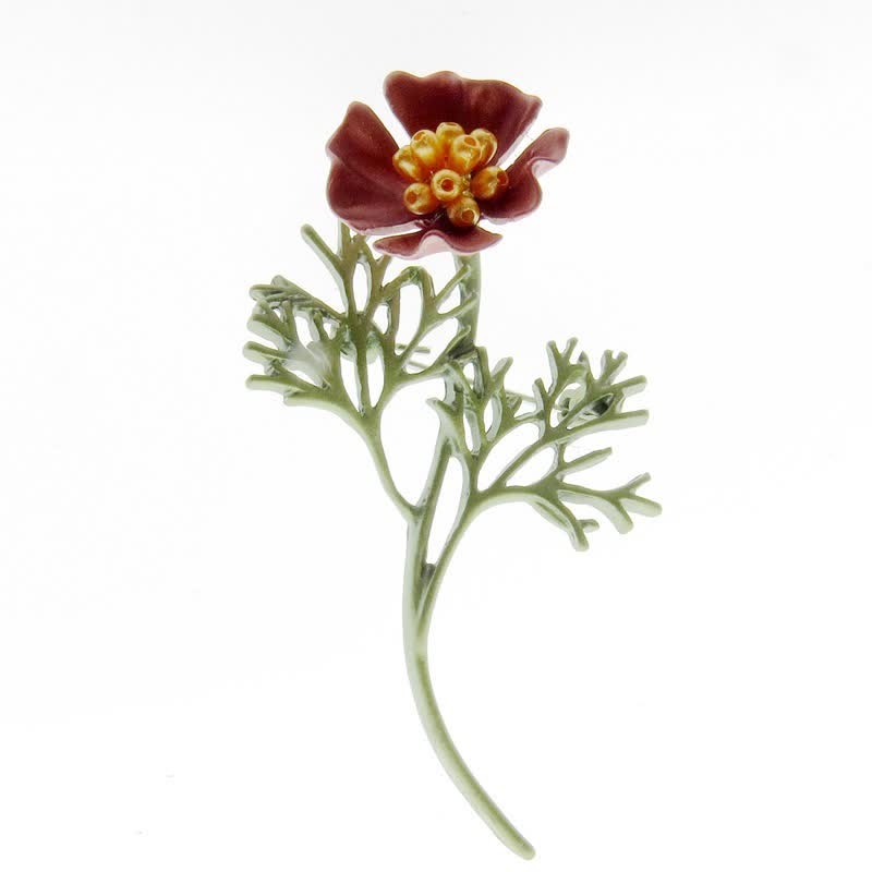 A Language of Flowers Fairy Garden Botanical Brooch - Poppy - image 3