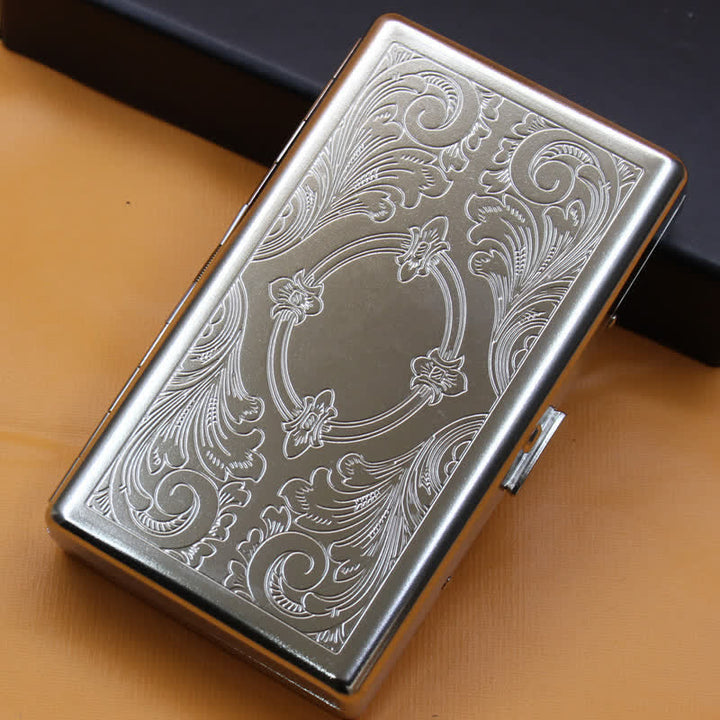 Heritage Engraved Portable Hard Cigarette Holder Wallet - Flower - image 0