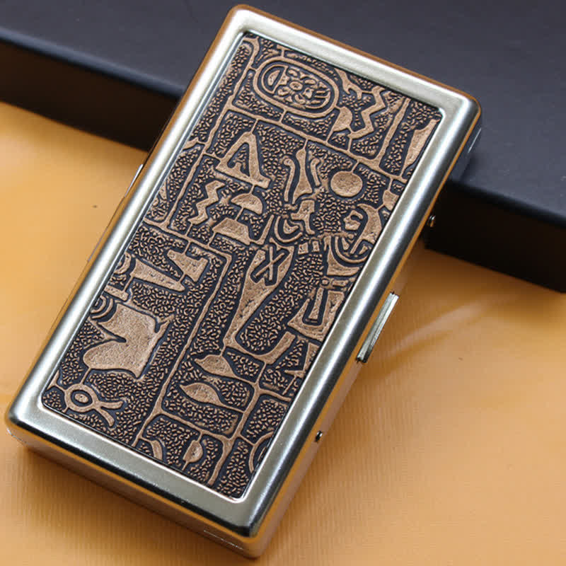 Heritage Engraved Portable Hard Cigarette Holder Wallet - Golden Egypt - image 9