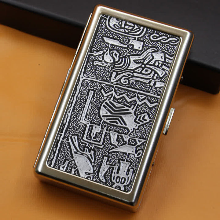 Heritage Engraved Portable Hard Cigarette Holder Wallet - Silver Egypt - image 8
