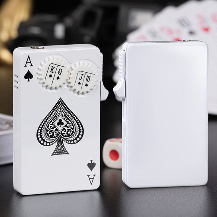 Ace Of Spades Butane Lighter With Fidget Spinner Wheels - White - image 1