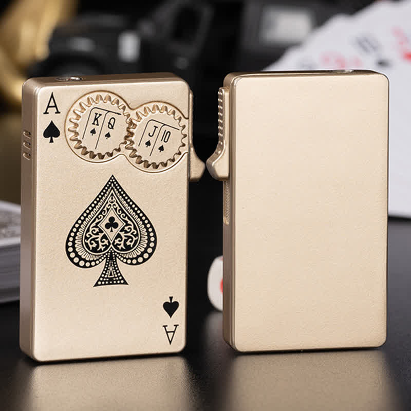 Ace Of Spades Butane Lighter With Fidget Spinner Wheels - Gold - image 6