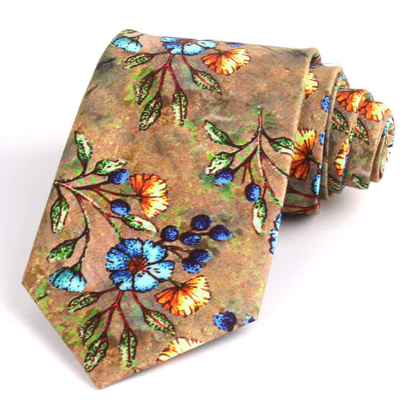 Men's Bright Art Floral Painting Necktie