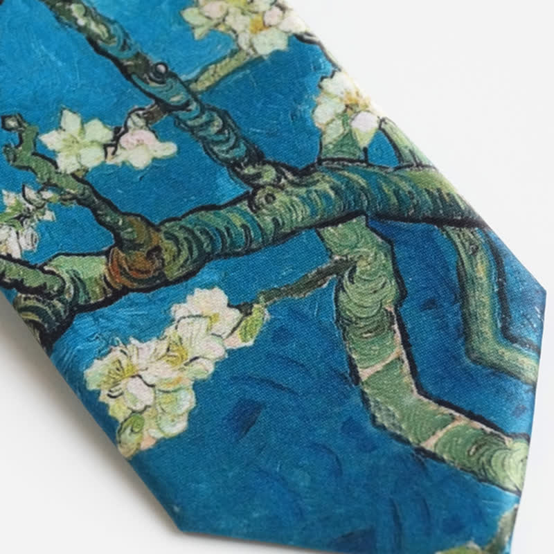 Men's Almond Blossom Tree Art Necktie