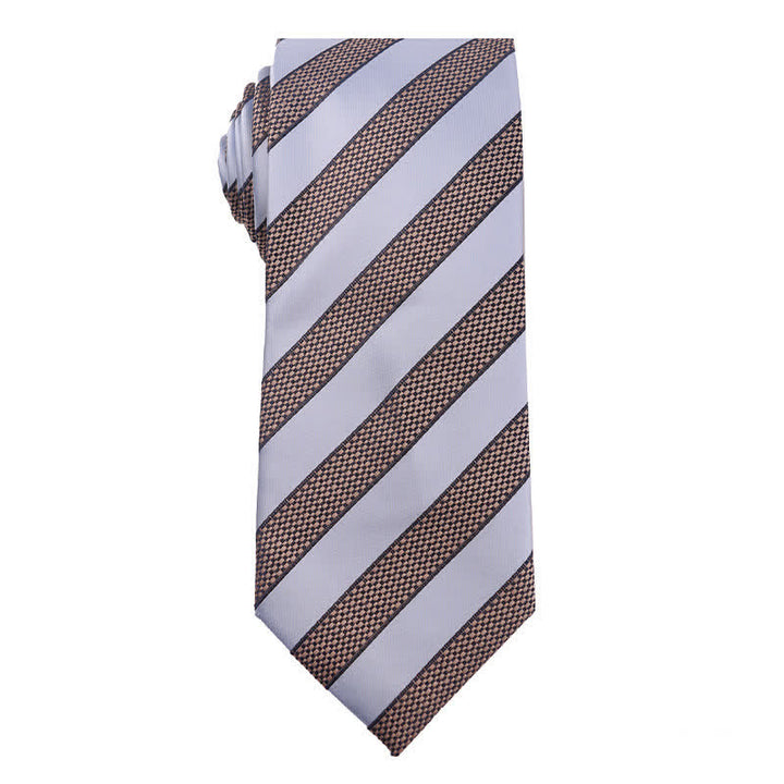 Men's Blue Series Paisley Striped Necktie - Pale Blue & Brown Striped - image 7