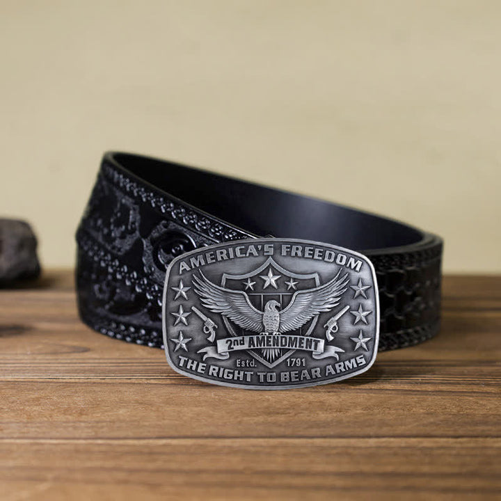 Men's DIY Eagle America's Freedom Buckle Leather Belt