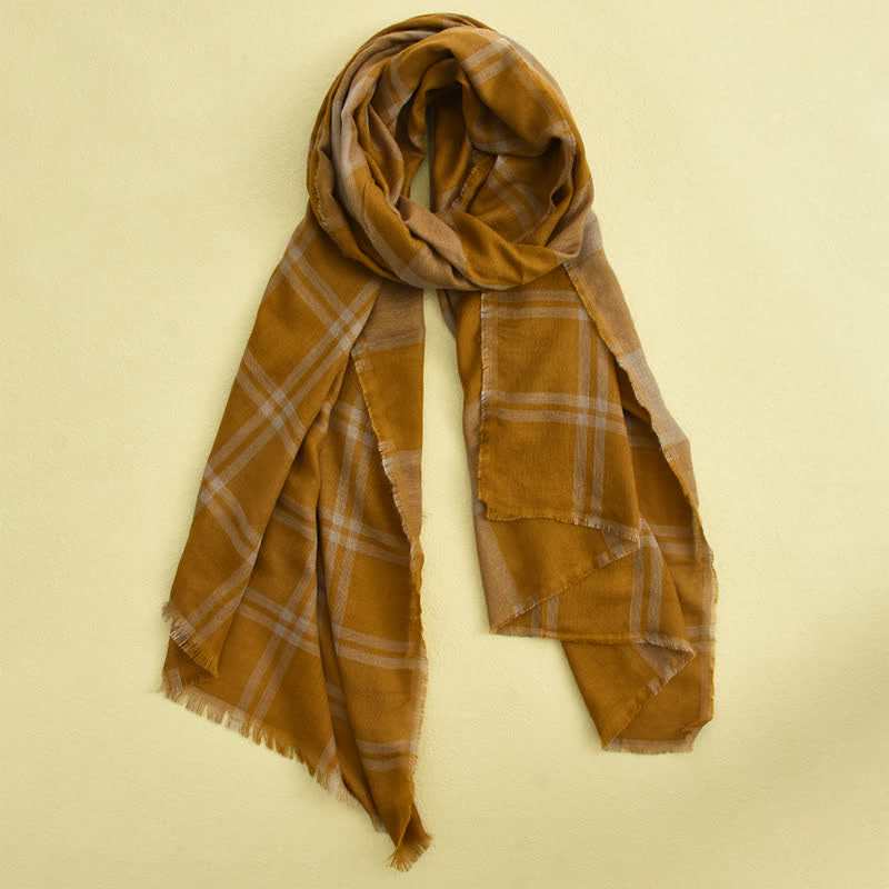 Men's Causal British Style Plaid Scarf - Brown - image 9