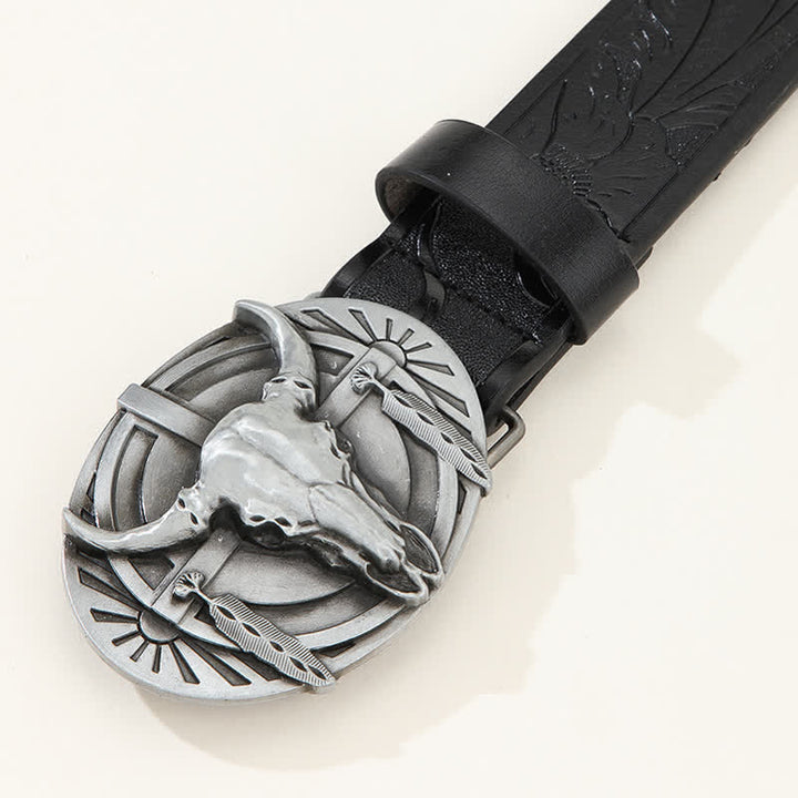 Men's Engraved Mad Bull Leather Belt