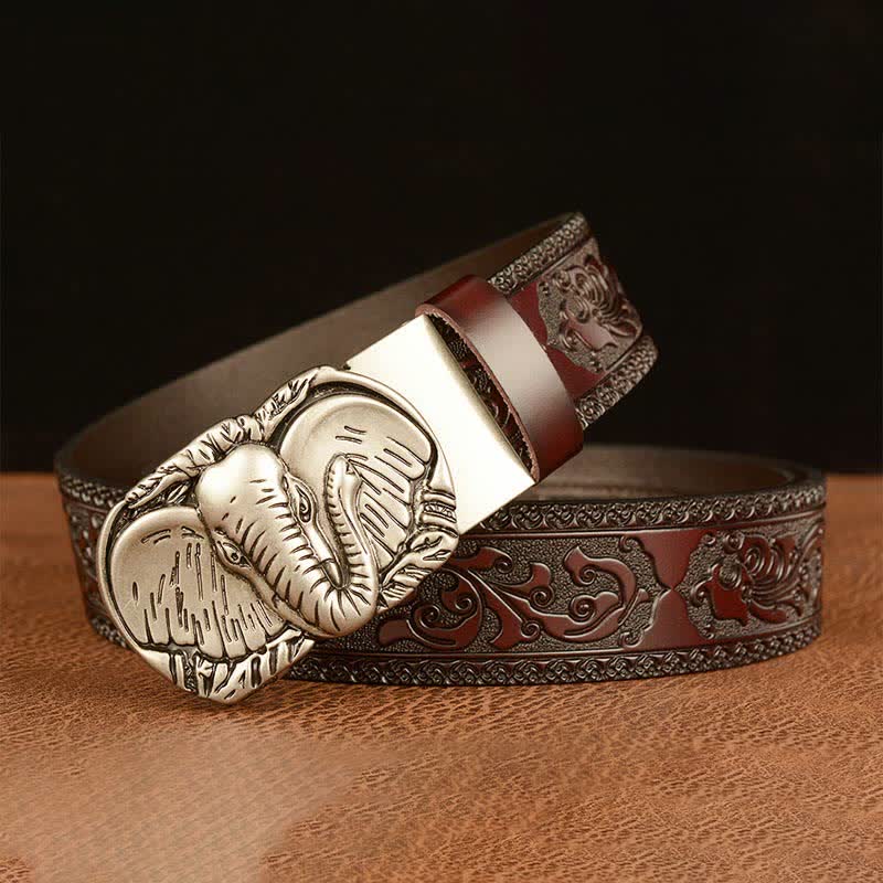 Men's Big-Eared Elephant Leather Belt