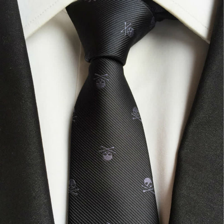 Men's Halloween Skeleton Cross Bones Necktie - image 4