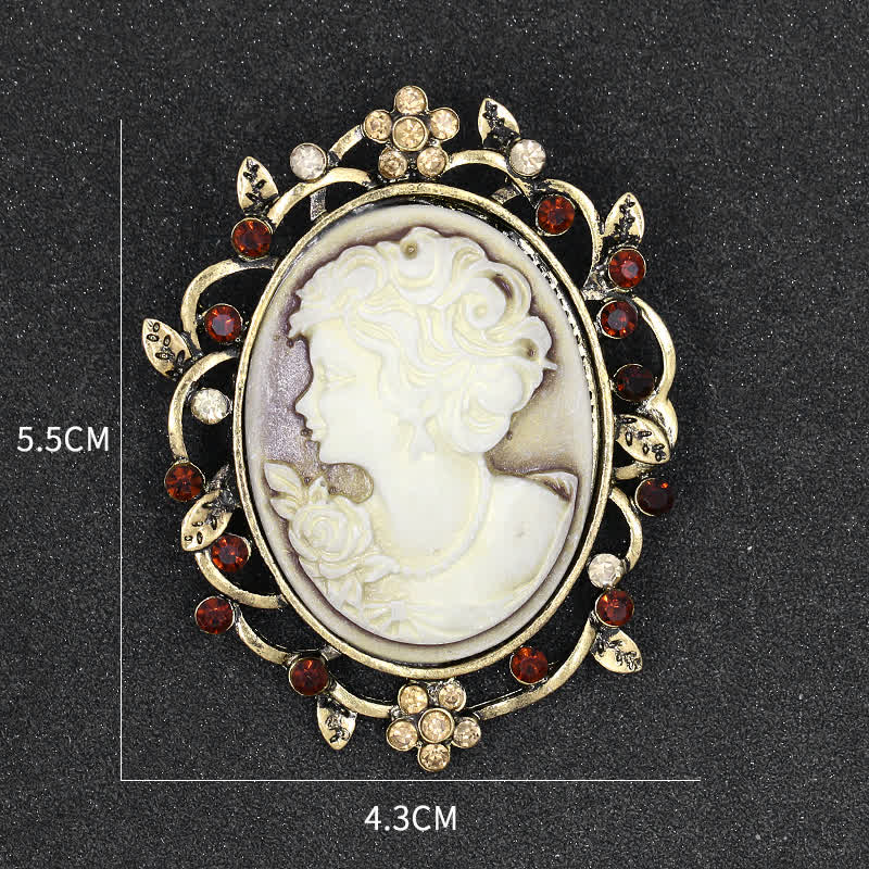 Women's Sparkling Lady Oval Cameo Brooch