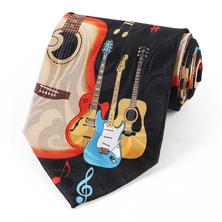 Men's Creative Cartoon Motif Country Necktie - Guitar - image 2