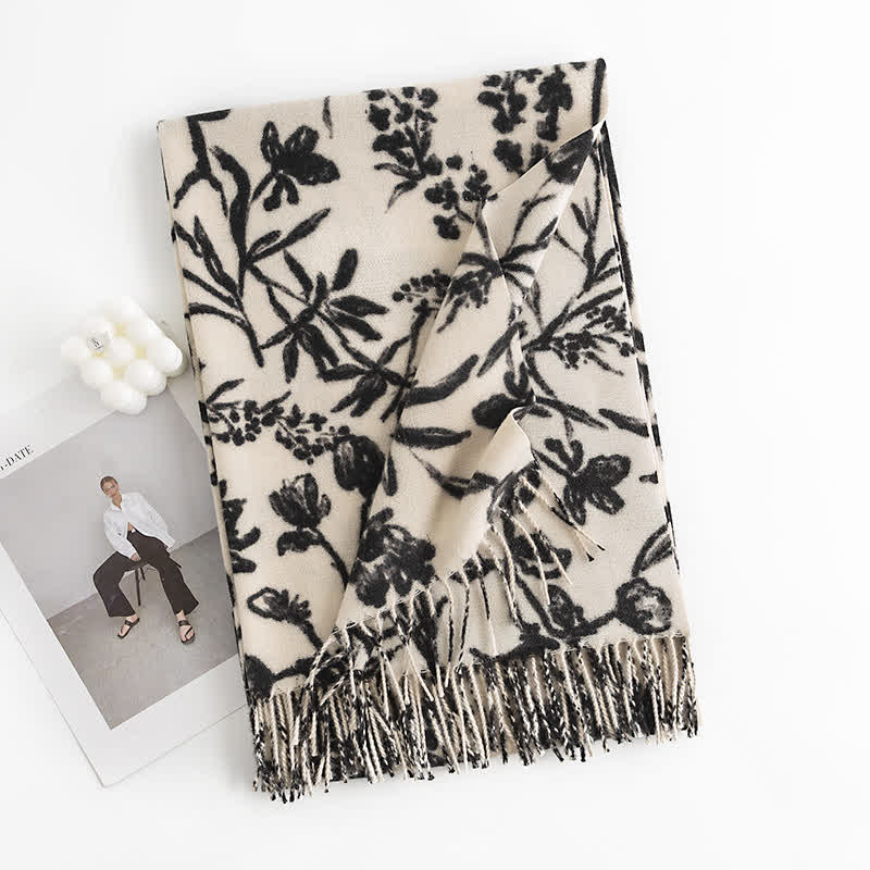 Women's Cream Sweet Flower Botanical Scarf