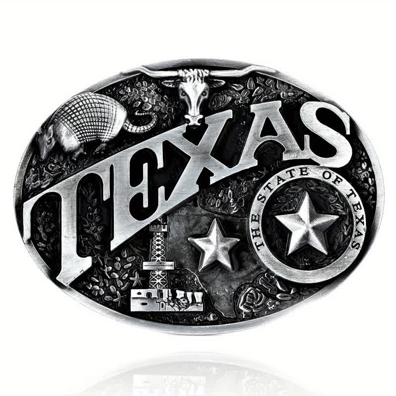 Men's DIY Texas State Heritage Attitude Buckle Leather Belt