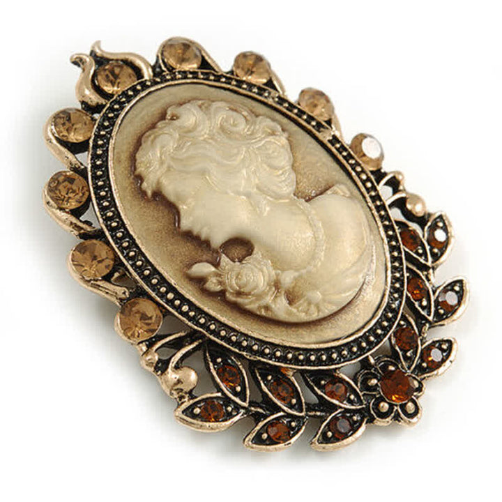 Women's Victorian Cameo Silhouette Leaf Brooch