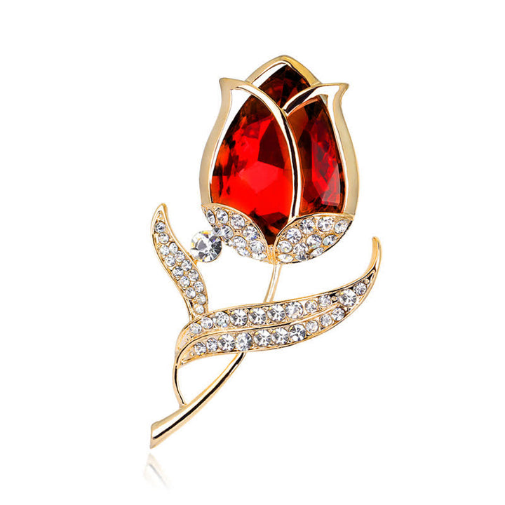 Women's Shining Crystal Tulip Brooch