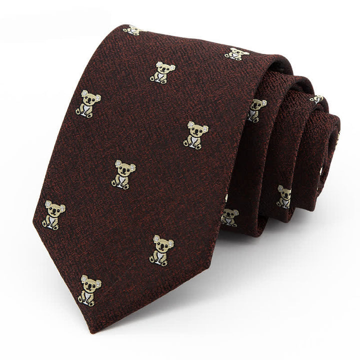 Men's Dark Coffee Lovely Yellow Koala Necktie