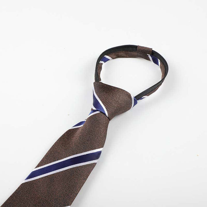 Men's Occupational Zipper Tie Striped Necktie - Brown - image 1