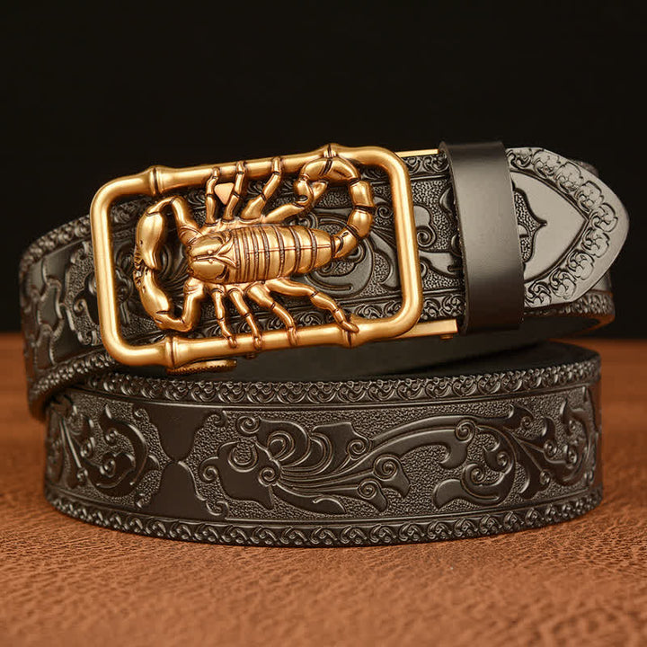 Men's Scorpion Embossed Engraved Leather Belt