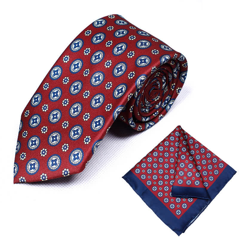 2Pcs Men's Flower Medallion Necktie Set