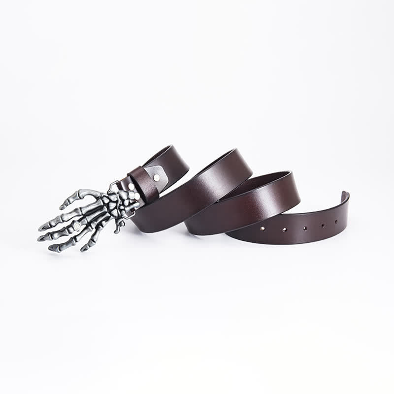 Men's Rock Punk Skeleton Hand Leather Belt - image 6