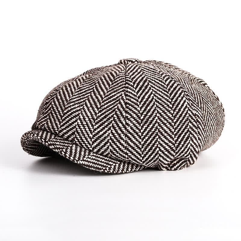 Herringbone Octagonal Cap Flat Cap Beret