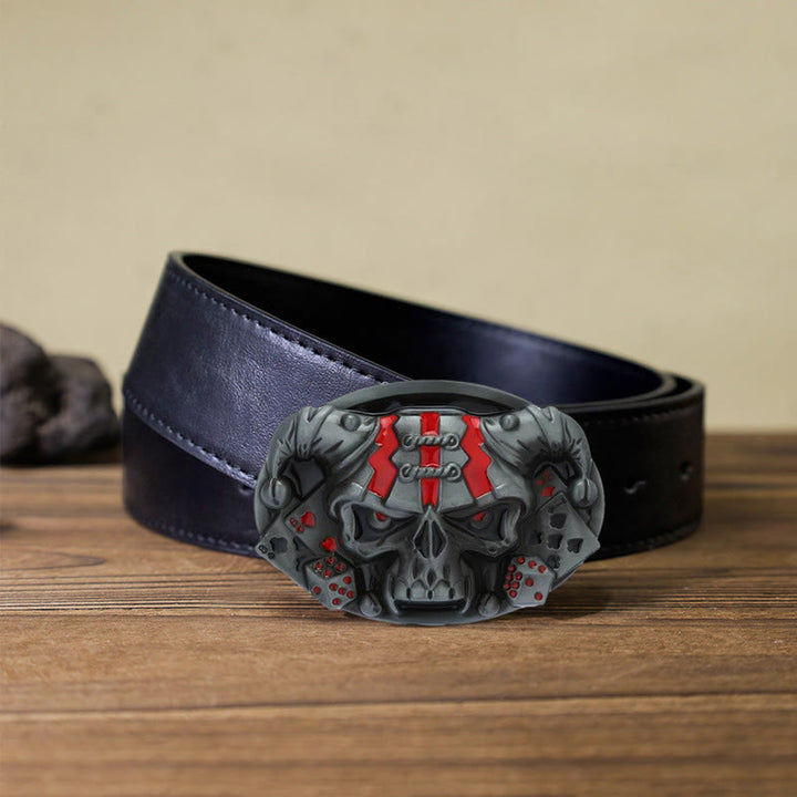 Men's DIY Skull Clown Joker Buckle Leather Belt