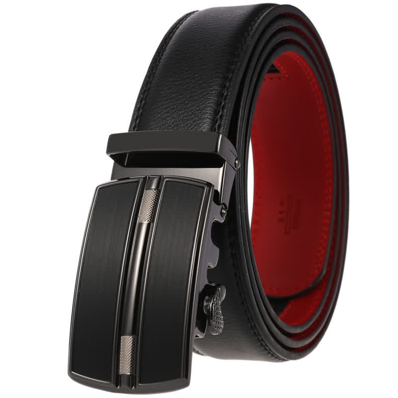 Men's Simple Hollow Automatic Buckle Leather Belt