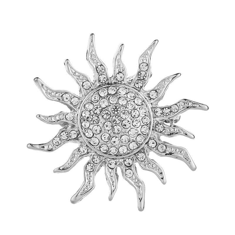 Men's Glowing Sunburst Rhinestone Brooch