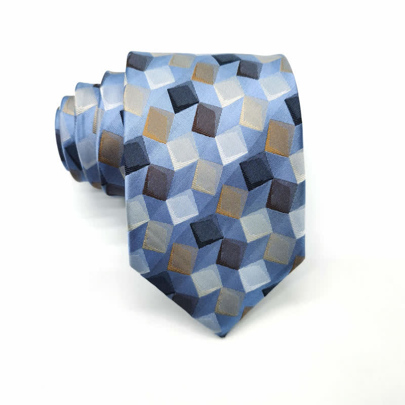 Men's Colorful Geometric Square Pure Silk Necktie