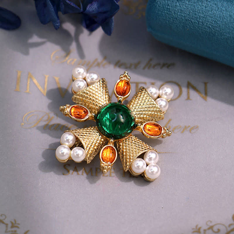 Women's Empress Baroque Cross Pearl Brooch