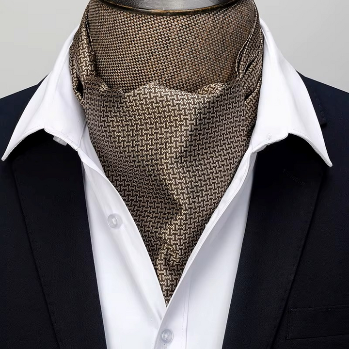 Tan Modern Grandeur Ascot Geometry Cravat