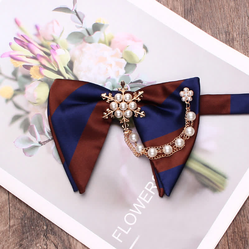 Men's Pearl Striped Oversized Pointed Bow Tie