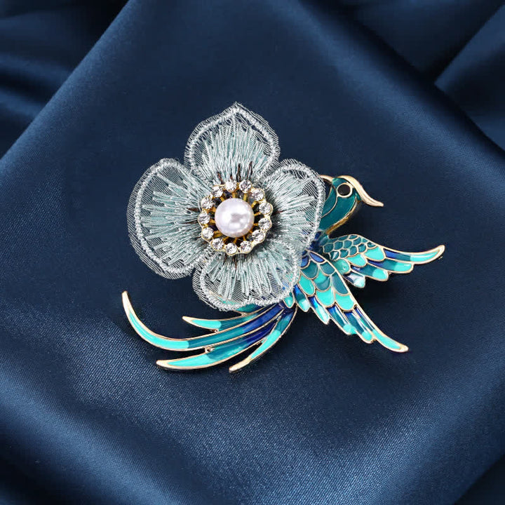 Women's Embroidered Phoenix Bird Brooch