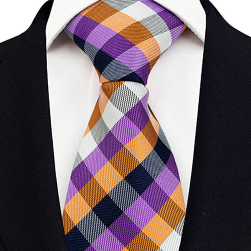 Men's Skinny Tuxedo Suit Plaid Necktie - image 1