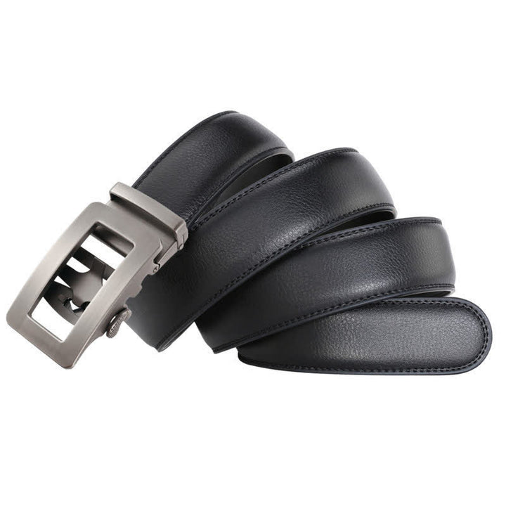 Men's Simple Hollow Automatic Buckle Leather Belt