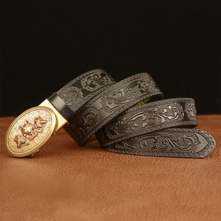 Men's Legend Of Hungry Wolves Leather Belt