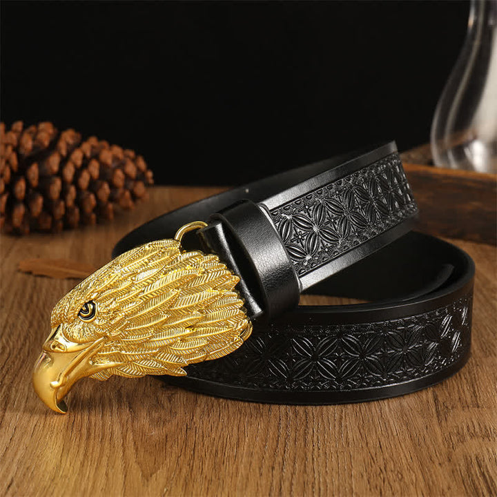 Men's Eagle Head Realistic Vulture Western Leather Belt