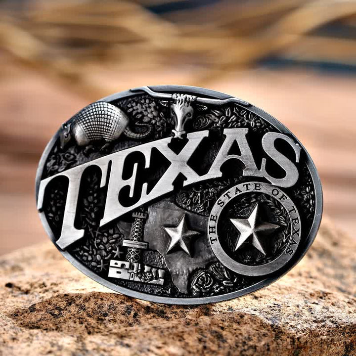 Men's DIY Texas State Heritage Attitude Buckle Leather Belt