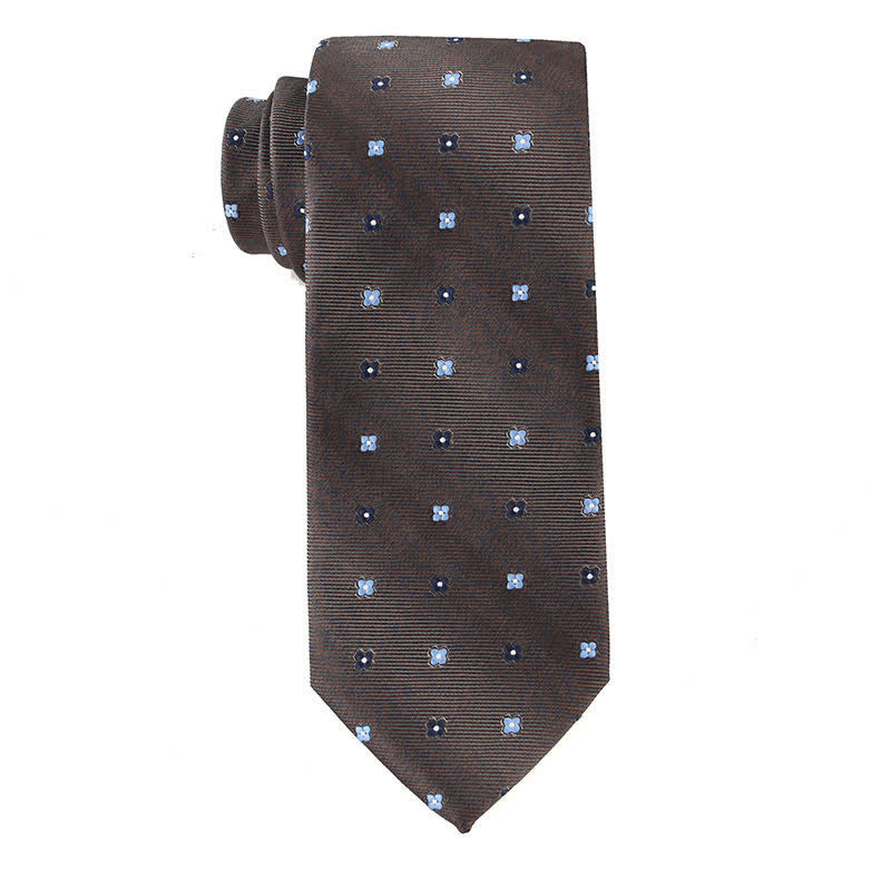 Men's Retro Brown Series Necktie - Black & Blue Flower - image 5