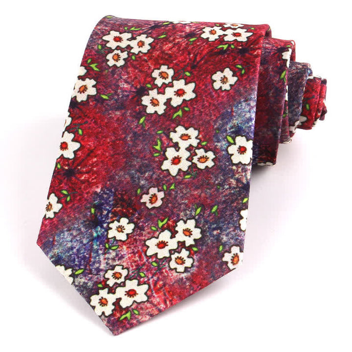 Men's Bright Art Floral Painting Necktie