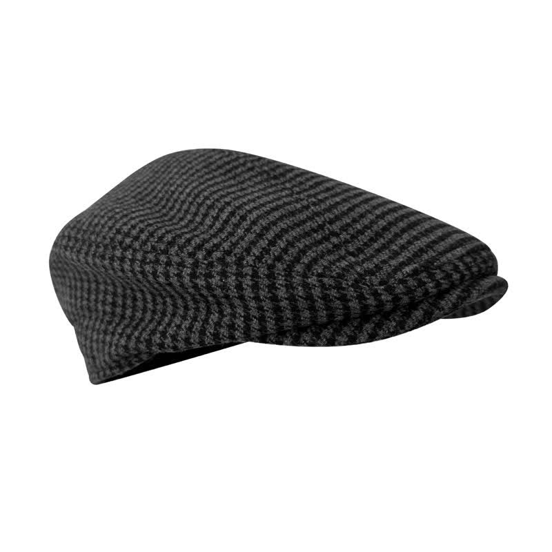 Black & Gray Houndstooth Checks Ivy Beret Cap