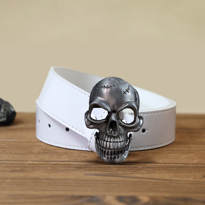 Men's DIY Skull Head Jaw Mobility Buckle Leather Belt